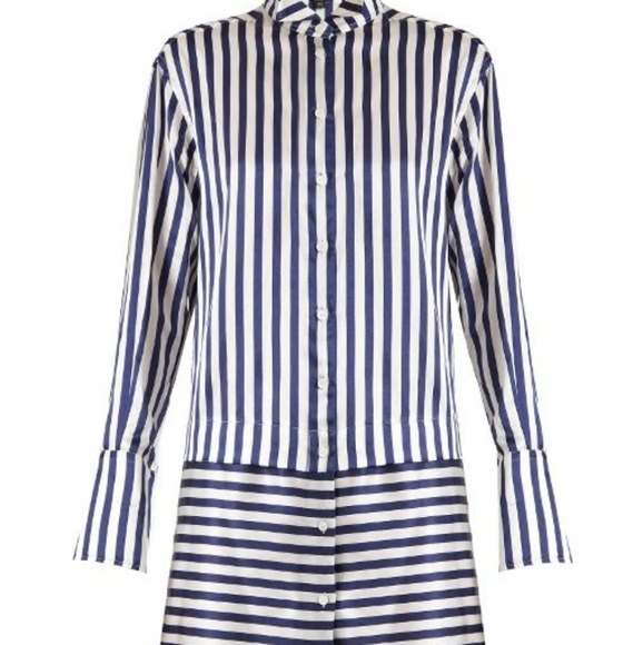 Burberry London navy  and white striped button up - Picture 8 of 9